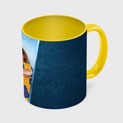Кружка 3D Гандболистка, цвет: 3D-белый + желтый