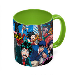 Кружка 3D My Hero Academia все герои, цвет: 3D-белый + светло-зеленый