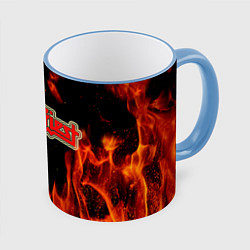 Кружка 3D JUDAS PRIEST, цвет: 3D-небесно-голубой кант