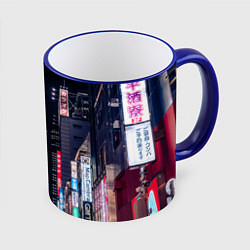 Кружка 3D Ночной Токио, цвет: 3D-синий кант