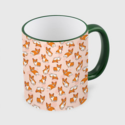 Кружка 3D Корги, цвет: 3D-зеленый кант