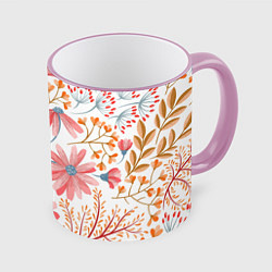 Кружка 3D Цветы, цвет: 3D-розовый кант
