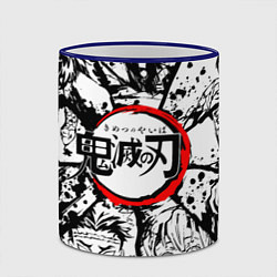 Кружка 3D Kimetsu no yaiba чернобелый аниме коллаж, цвет: 3D-синий кант — фото 2