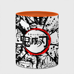 Кружка 3D Kimetsu no yaiba чернобелый аниме коллаж, цвет: 3D-белый + оранжевый — фото 2
