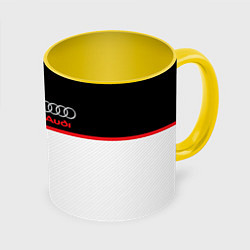 Кружка 3D AUDI SPORT, цвет: 3D-белый + желтый