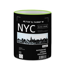 Кружка 3D Off-White: NYC, цвет: 3D-светло-зеленый кант — фото 2