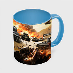 Кружка 3D ТАНКИ, цвет: 3D-белый + небесно-голубой