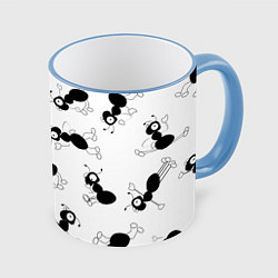 Кружка 3D Муравьи, цвет: 3D-небесно-голубой кант