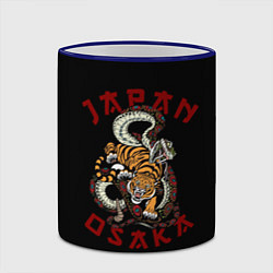 Кружка 3D Японский Тигр иероглиф сзади, цвет: 3D-синий кант — фото 2