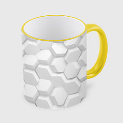 Кружка 3D 3D WHITE, цвет: 3D-желтый кант