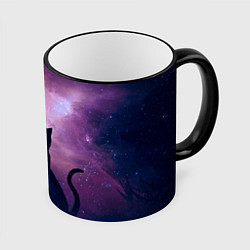 Кружка 3D Кошка играет с бабочкой, цвет: 3D-черный кант