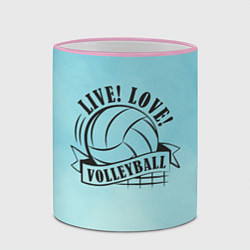 Кружка 3D LIVE! LOVE! VOLLEYBALL!, цвет: 3D-розовый кант — фото 2