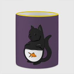 Кружка 3D Довольный кот, цвет: 3D-желтый кант — фото 2
