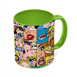 Кружка 3D Pop Art, цвет: 3D-белый + светло-зеленый