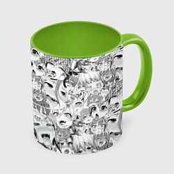 Кружка 3D Ahegao monochrome, цвет: 3D-белый + светло-зеленый