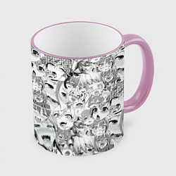 Кружка 3D Ahegao monochrome, цвет: 3D-розовый кант