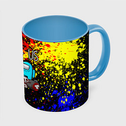 Кружка 3D AMONG US, цвет: 3D-белый + небесно-голубой