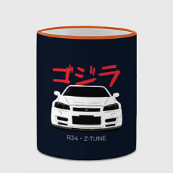 Кружка 3D Skyline R34 Z-Tune, цвет: 3D-оранжевый кант — фото 2