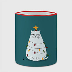 Кружка 3D Кото-ёлка, цвет: 3D-красный кант — фото 2