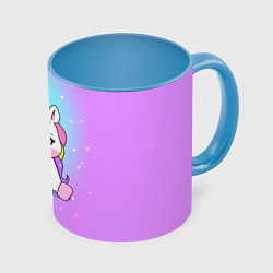 Кружка 3D Единорог, цвет: 3D-белый + небесно-голубой