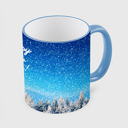 Кружка 3D Happy New Year, цвет: 3D-небесно-голубой кант