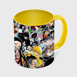 Кружка 3D Клинок рассекающий демонов, цвет: 3D-белый + желтый