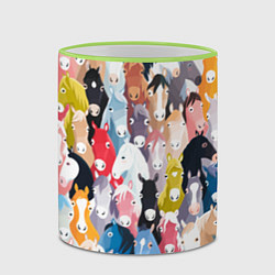 Кружка 3D Цветные лошади, цвет: 3D-светло-зеленый кант — фото 2