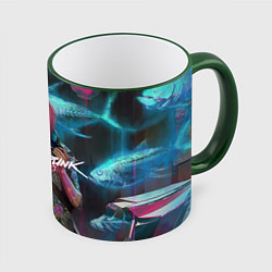 Кружка 3D CYBERPUNK 2077 спина Z, цвет: 3D-зеленый кант