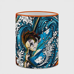 Кружка 3D Танджиро Камадо Клинок демонов, цвет: 3D-оранжевый кант — фото 2