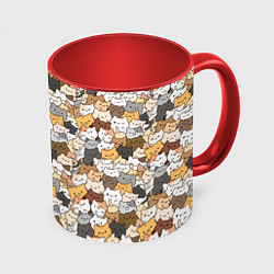 Кружка 3D Котики муркотики, цвет: 3D-белый + красный