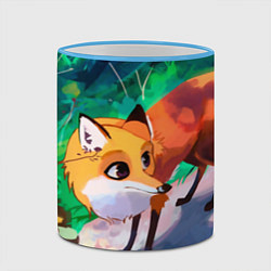 Кружка 3D Лисичка, цвет: 3D-небесно-голубой кант — фото 2