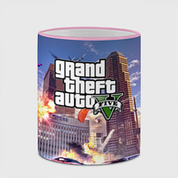 Кружка 3D ЭКШЕН Grand Theft Auto V, цвет: 3D-розовый кант — фото 2