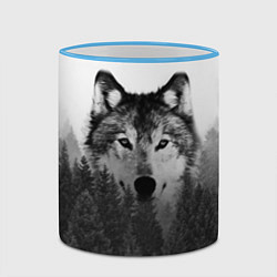 Кружка 3D Волк, цвет: 3D-небесно-голубой кант — фото 2