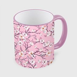 Кружка 3D САКУРА SAKURA ВИШНЯ, цвет: 3D-розовый кант