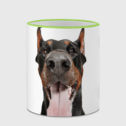 Кружка 3D Доберман Doberman, цвет: 3D-светло-зеленый кант — фото 2