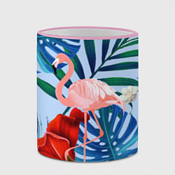Кружка 3D Фламинго в папоротнике, цвет: 3D-розовый кант — фото 2