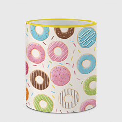 Кружка 3D Пончики Donuts, цвет: 3D-желтый кант — фото 2