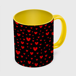 Кружка 3D Красные сердца, цвет: 3D-белый + желтый