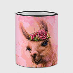 Кружка 3D Лама с цветами, цвет: 3D-черный кант — фото 2
