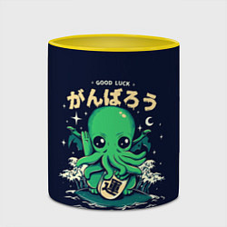 Кружка 3D Cthulhu Good Luck, цвет: 3D-белый + желтый — фото 2