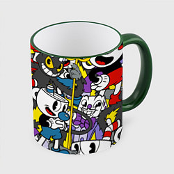 Кружка 3D Cuphead главные герои, цвет: 3D-зеленый кант