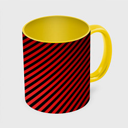 Кружка 3D Красные полосы, цвет: 3D-белый + желтый