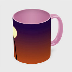 Кружка 3D Сиреноголовый Хоррор Закат, цвет: 3D-белый + розовый