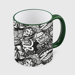 Кружка 3D Тату ретро, цвет: 3D-зеленый кант