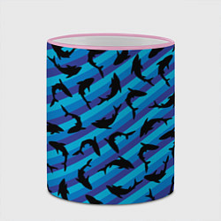 Кружка 3D Черные акулы паттерн, цвет: 3D-розовый кант — фото 2