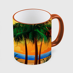 Кружка 3D Пляж, цвет: 3D-оранжевый кант