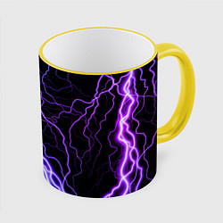 Кружка 3D НЕОНОВАЯ МОЛНИЯ ГРОЗА, цвет: 3D-желтый кант