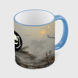 Кружка 3D SkulMech, цвет: 3D-небесно-голубой кант