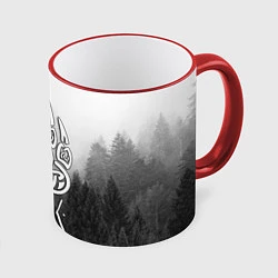 Кружка 3D ВЕЛЕС туманный лес, цвет: 3D-красный кант