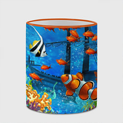 Кружка 3D На глубине Рыбки Пляжная, цвет: 3D-оранжевый кант — фото 2